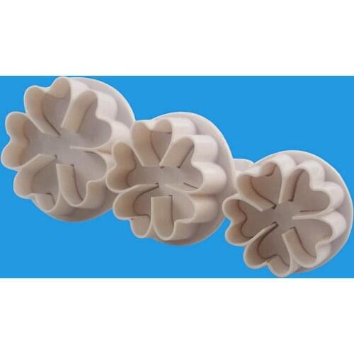 3pcs Plastic Tools Heart Flower shapes Fondant Cake Decorating Sugar Craft Plunger Cutter Flower Mold Home Cake tools