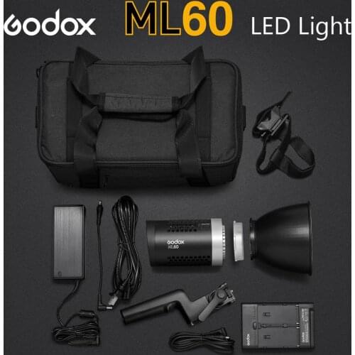 Godox ML60 Portable Studio LED Light Portrait Photography Fill Light 60W 5600K CRI96 TLCI97 16 Groups 32 Channels LCD Screen