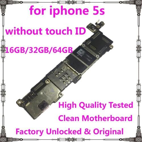 Unlocked High Quality Motherboard for iphone 5s 16GB 32GB 64GB Original without Touch ID for iphone 5s Mainboard Clean icloud
