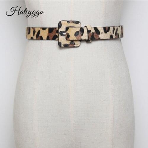 HATCYGGO Fashion Womens Belt Horsehair Female Belts With Leopard Pattern Pants Jeans Belt Girl Autumn Winter Dress Accessories