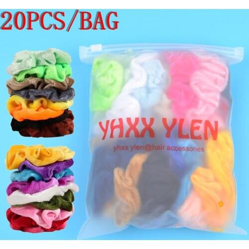 20 Pcs/pag Korea Velvet Solid Color Scrunchie Elastic Hair Bands For Girls Ropes Headwear Ponytail Holder Women Hair Accessories