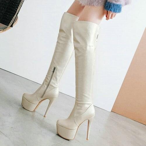 New Series Golden Silver Black Sexy Women Over the Knee Boots Fashion 14CM Stiletto Platform Boots Nightclub Party Winter Boots