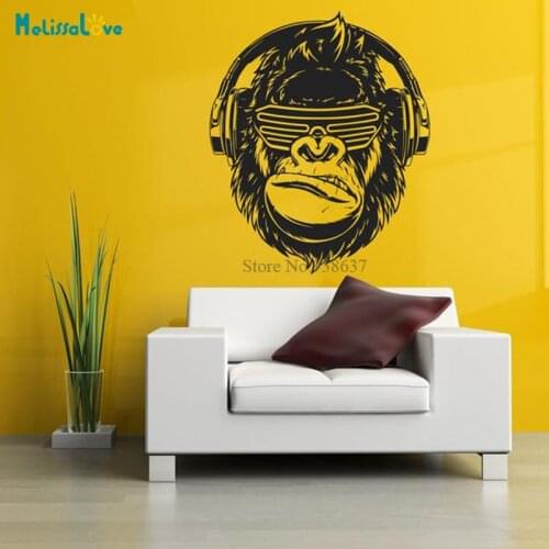 The Head Of A Gorilla With Glasses Decal Living Room Bedroom Home Decor Removable Vinyl Wall Sticker Self-adhesive Murals BD233