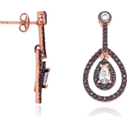 Silverlina Silver Black Drop Dangle Earrings