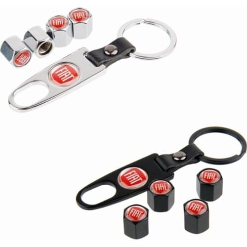 Car Tire Valve Stem Caps Wheel Wrench Keychain for Fiat Logo Punto Stilo Siena Aegea Doblo Panda Tipo Auto Styling Accessories