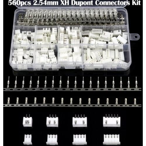 560Pcs 2.54mm Dupont Connector Jumper Wire Cable Pin Header Pin Housing and Male / Female Pin Head Terminal Adapter Plug Set
