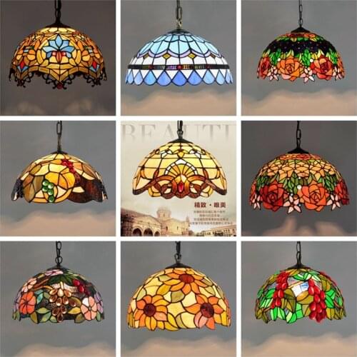 Retro European Colorful Glass Chandelier Bar Restaurant Creative Rural Bedroom Porch Balcony Mediterranean Chandelier