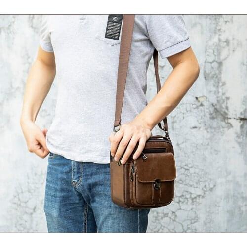 New Men Crossbody Bag Shoulder Bags Functional Men Handbags Large Capacity Genuine Leather Bag For Man Vintage Messenger Bags