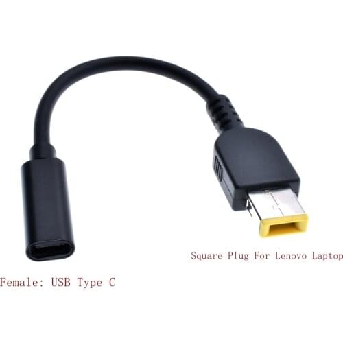 Laptop DC Power Adapter Connector Plug Converter Cable Cord USB Type C Female to Square Plug Charger for Lenovo T460s E470 T450