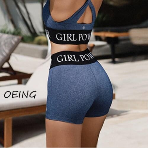 High Waist Gym Shorts Women Biker Clothes Letter Patchwork Seamless Leggings Workout Cltohes