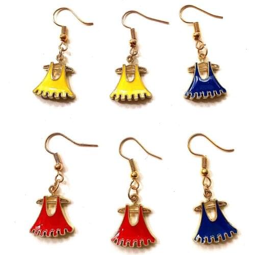 Enamel color skirt dress earrings for women metal alloy drop dangle earring jewelry princess girl fashion costume jewellery