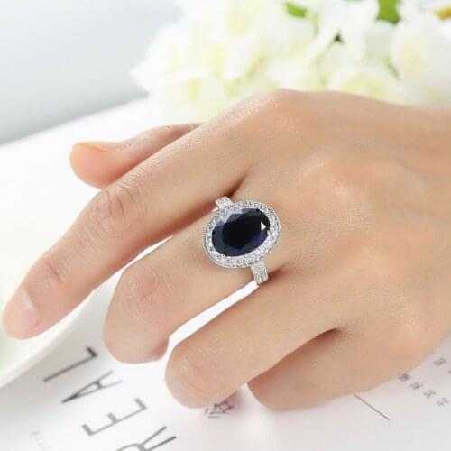 MOONROCY CZ Silver Color Crystal Rings Cubic Zirconia Hyperbole Oval Red Blue for Women Gift Dropshipping Jewelry Wholesale