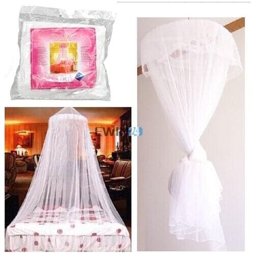 1 x Dome Mosquito Net White Elegant Round Lace Insect Bed Canopy Netting