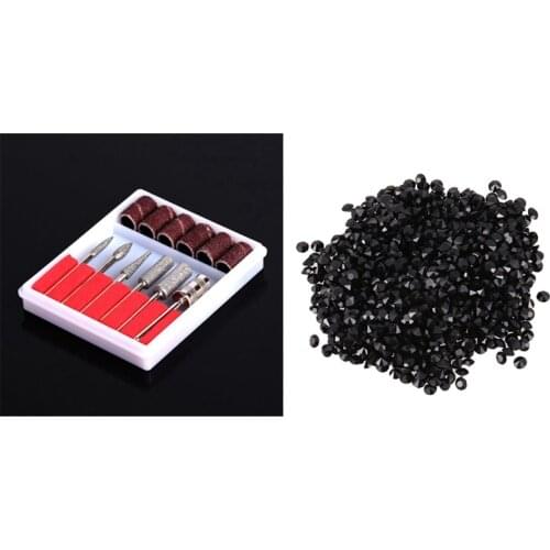 1 Set Nail Art 6 Drill File Bits Set Tool & 1440 Pcs Diamond DIY Nails