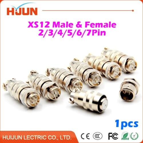1pcs XS12 2/3/4/5/6/7 Pin High Quality Male & Female 12mm Wire Cable Panel Connector Aviation Plug Circular Socket Connector