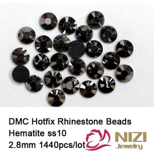 1440 pcs ss10 hematite Free shipping DMC hot fix rhinestones flat back rhinestones High Quality
