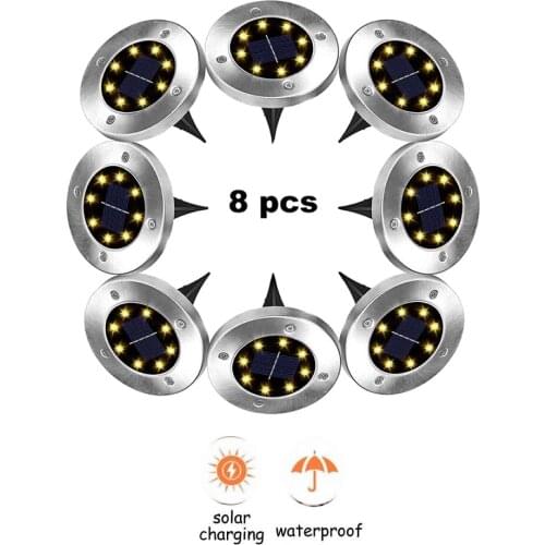 2-8pcs 8 led Solar Powered Ground Light 8 LED Outdoor Garden Landscape Pathway Solar Buried Floor Light Underground Lamps smart