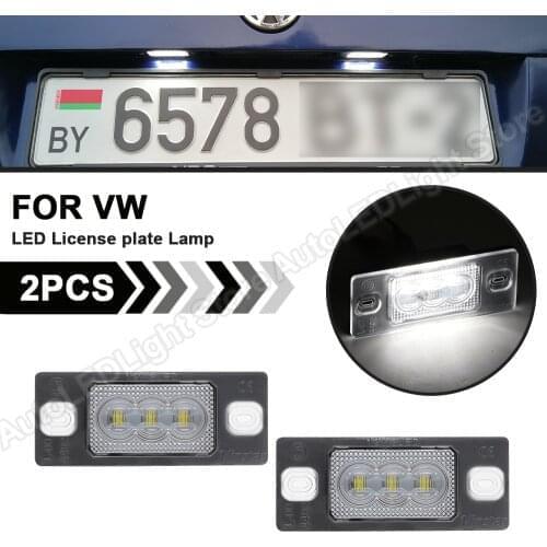2Pcs LED License Plate Light Number Plate Holder Lamp For Porsche Ceyenne 02-10 VW Touareg Tiguan Golf 5 5D touring Passat B5.5