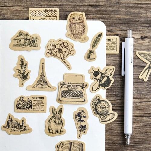 46 Pcs /set of retro creative heteromorphic hand account stickers in box kraft paper color DIY diary hand account decoration