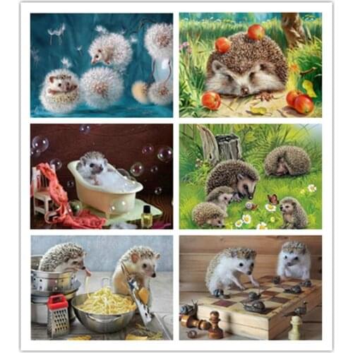 5D DIY Diamond Painting Animal Cute Hedgehog &Dandelion Cross Stitch Full Square Embroidery Mosaic Picture Rhinestones FH1881