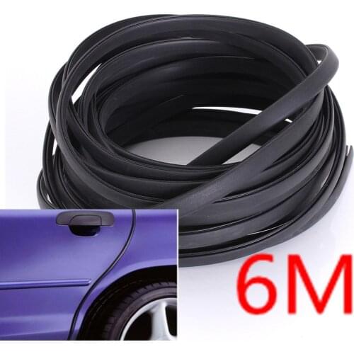 6M Black Moulding Trim Strip Car Door Scratch Protector Edge Guard Cover Crash Rubber Sealing Strip Anti Wear Rubber Strip