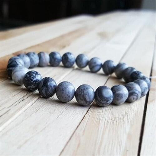 8mm African Jasper Gemstone Handmade Mala Bangle Chain Spirituality Religious Tibetan Yoga