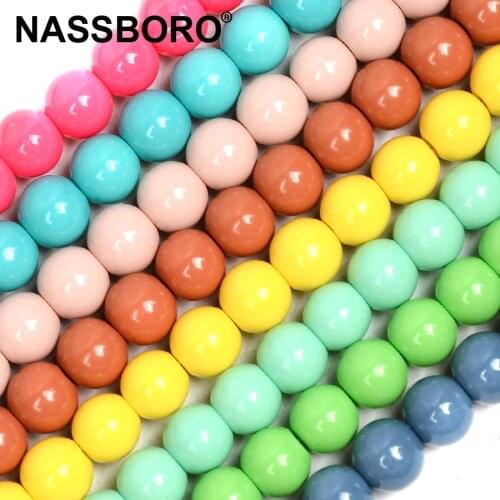 8mm Colorful Glass Beads Painted Charm Loose Spacer Beads for Jewelry Making DIY Bracelet Necklace Ball Bead Bijoux Needlework