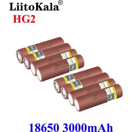 Hot LiitoKala HG2 18650 3000mah 3.7V High discharge 18650 Battery 30A Rechargeable High Drain Battery or Box Mod flashlight