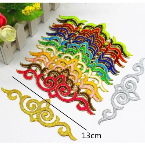 1 Piece Iron On Lace Appliques Royal Crown Flower Gold Embroidery Patches Diy Cosplay Costumes Trims 15.5*5cm