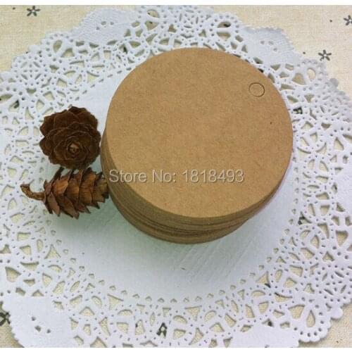 Free shipping 500 pcs a lot 350 gsm dia.4cm blank round kraft paper tag/baking price tags/clothing hang tag/garment labels brand