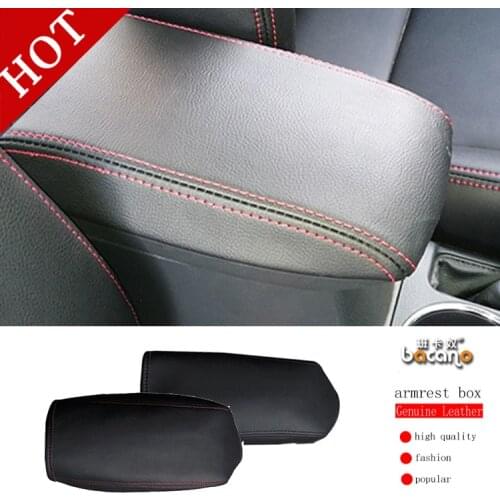 BACANO Free Shipping Genuine Leather Armrest Console Pad Cover Cushion Support Box Armrest Top Mat Liner FOR Corolla Peugeot308