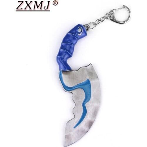 ZXMJ Dota 2 Mini Blink Dagger Jump Cut Keychain Keyring Anime Game Chaveiro Flashing Keyrings Jewelry for Player Game Gift Hot