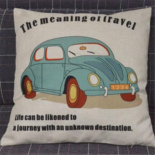 2pc/lot Car Printing Cushion Cover Linen Cushion cover Vintage Style Car cushion case Soft Pillow Case