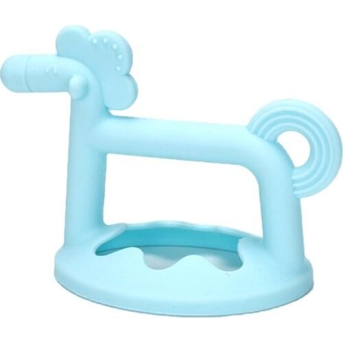 Newborn Teething Molar Baby Silicone Teether Cute 3D Horse Shape Chewable Toy F3ME