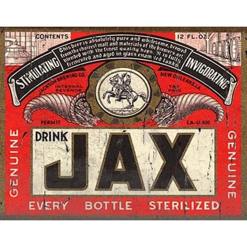 JAX BEER OLD AMERICAN BRAND METAL TIN SIGN POSTER WALL PLAQUE