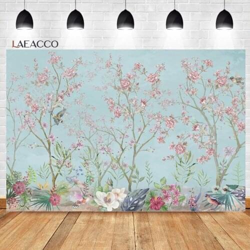 Laeacco Spring Blossom Flower Scenic Backgrounds For Baby Shower Kids Bedroom Decor Portrait Customized Photography Backdrops