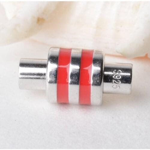 Solid 925 sterling silver magnetic Clasps Leather Cord Bracelet Connectors For DIY Jewelry Making Accessories