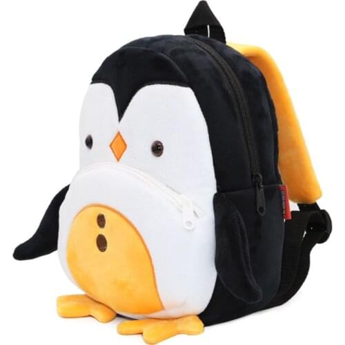 Cute Cartoon Penguin Toddler Backpack Soft Plush Kids Schoolbag Lunch Snack Toy Shoulder Bag for Preschool Boys Girls