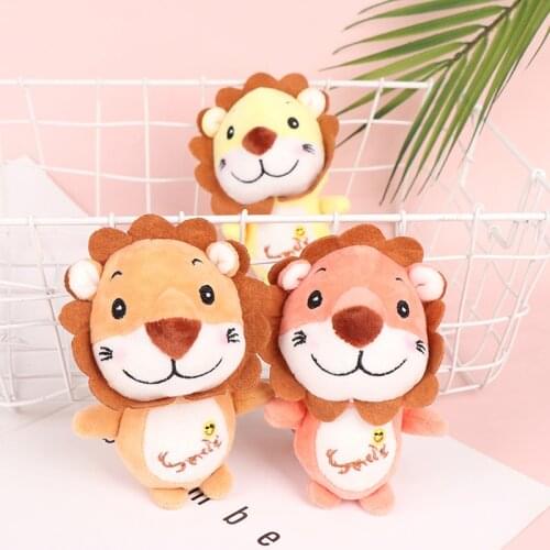 Cute Tiger/Lion Small Pendant Plush Toy Key Chains Stuffed Animals Boy Girl Backpack Hangings Christmas Birthday Gifts