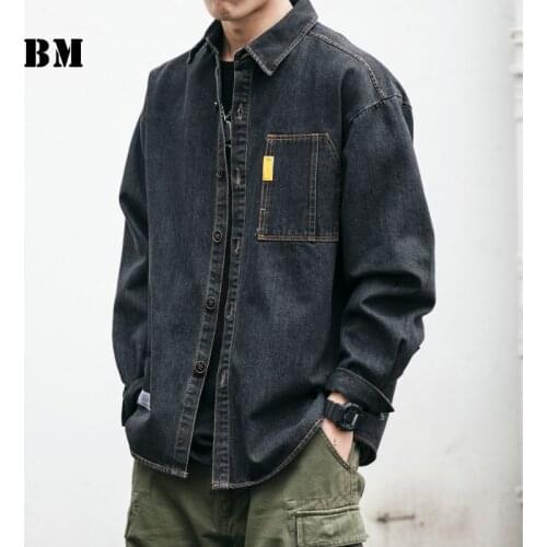 2021 Japanese Streetwear High Quality Denim Shirt Korean Workwear Coats Men Clothing Couple Long Sleeve Top Harajuku Clothes