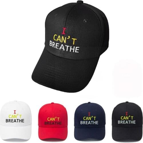 Mens Women Athletic Baseball Fitted Cap Adjustable Size Hat for Outdoor Sports I Can't Breathe