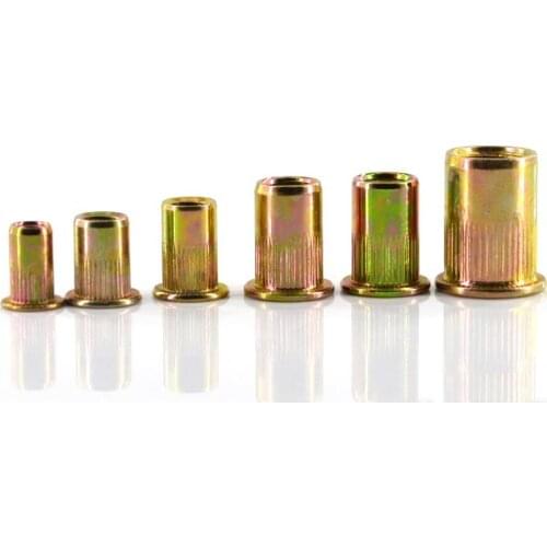 Rivet Nuts M3 M4 M6 M8 M10 M12 Flat Head Carbon steel Nutser Set Perforated Nut Threaded Insert Riveting Dropping