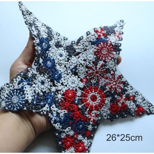 DIY star embroidered Patches for Clothing Sew on Embroidery parches ropa for dresses Water soluable flower appliques