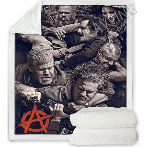 Sons of Anarchy 3D Printed Sherpa Blanket Rectangle Blanket Home Textiles Fleece Wearable Blanket Throw Blanket for Sofa