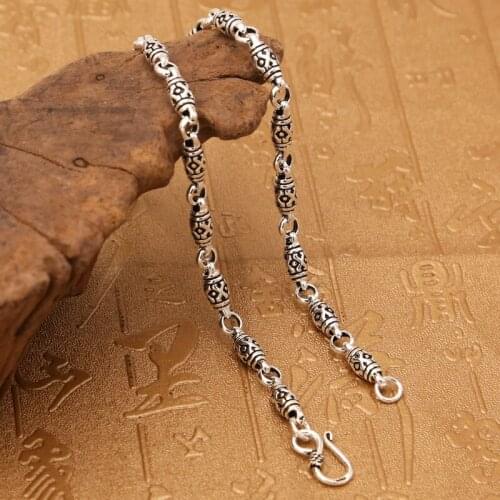 Factory Wholesale S925 Sterling Silver Jewelry Retro Thai Silver Style Bamboo Men And Women Thick Necklace