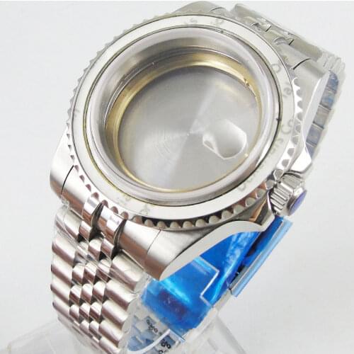 Fit NH35 NH36 ETA MIYOTA 40mm Watch Case Jubilee Bracelet Sapphire Glass Solid Backcover