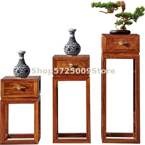 Mahogany Flower Stand New Chinese Hedgehog Rosewood Rosewood Bedroom Bedside Drawer Shelf Living Room Log Flower Table
