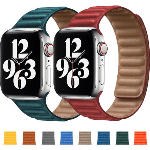 Leather link loop strap For apple watch band 44mm 40mm iWatch series 6 SE 5 4 3 2 1 watchbands bracelet 42mm 38mm Wristbands
