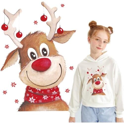Christmas deer Santa Claus Christmas patches for clothing iron on transfer ironing stickers patches snowman applique cloth decor