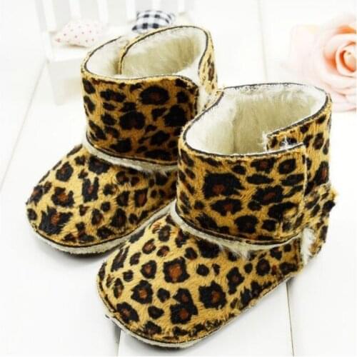 Retail New Girls Snowboots Winter Thicken Baby Shoes Leopard For Kids Winter Warm padded Toddler Infants Footwear Free Shipping